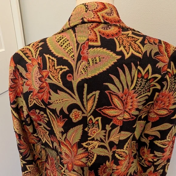 Painted Pony Uniquely USA Size S Tapestry Open Blazer Jacket Floral Cotton Blend - Picture 3 of 6